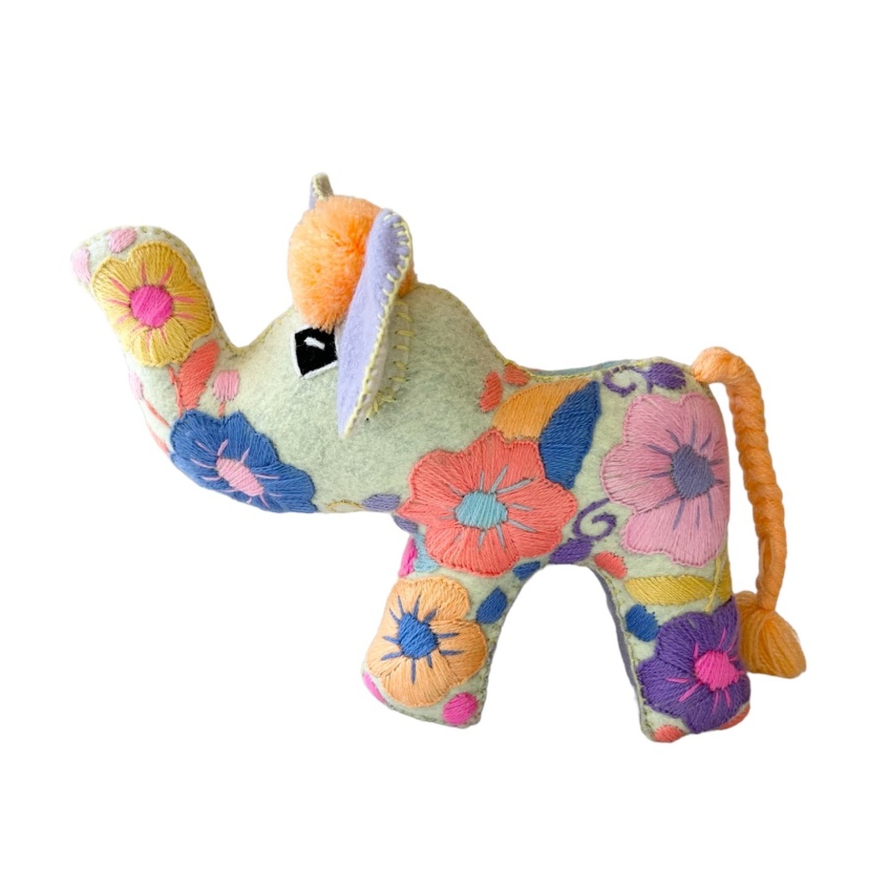 Handmade Embroidered Mexican Elephant Hand Dyed Textiles